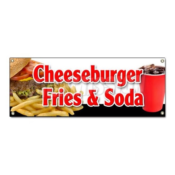 CHEESEBURGER FRIES SODA BANNER SIGN lunch dinner special food value